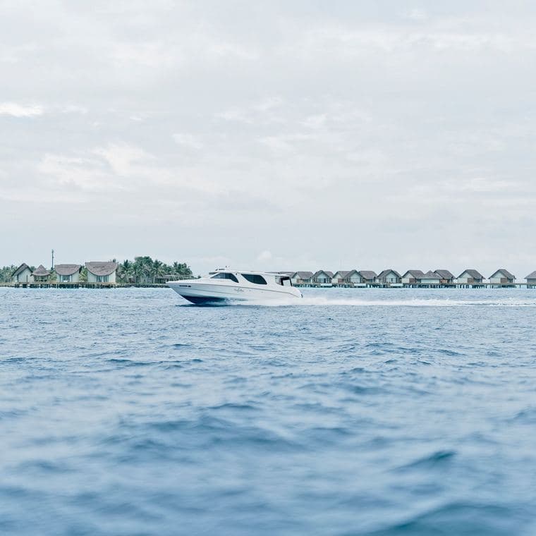 Overwater villas on a Maldivian lagoon